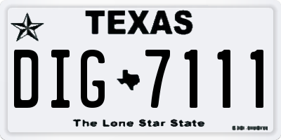 TX license plate DIG7111