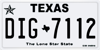 TX license plate DIG7112
