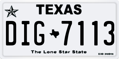 TX license plate DIG7113