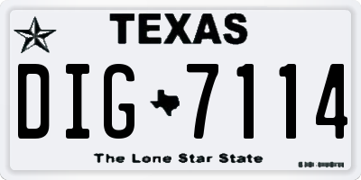 TX license plate DIG7114