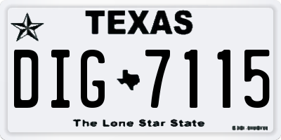 TX license plate DIG7115