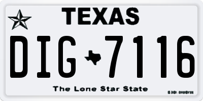 TX license plate DIG7116