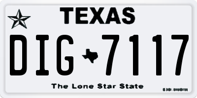 TX license plate DIG7117