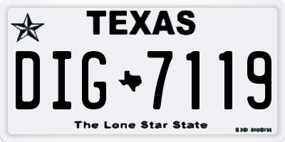 TX license plate DIG7119