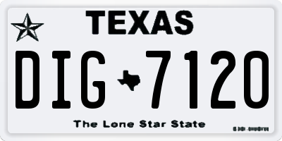 TX license plate DIG7120