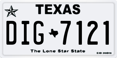 TX license plate DIG7121