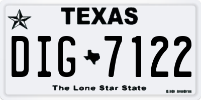 TX license plate DIG7122