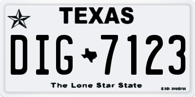 TX license plate DIG7123