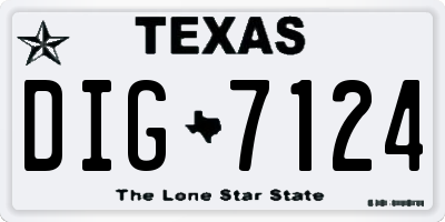TX license plate DIG7124