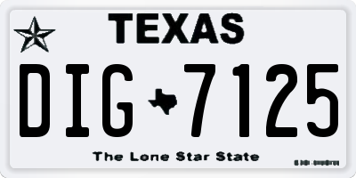 TX license plate DIG7125