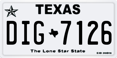 TX license plate DIG7126