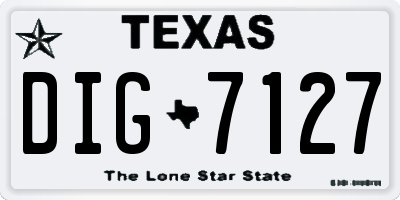 TX license plate DIG7127