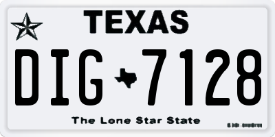 TX license plate DIG7128