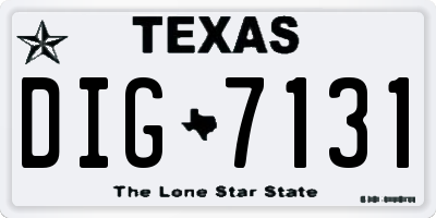 TX license plate DIG7131
