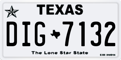 TX license plate DIG7132