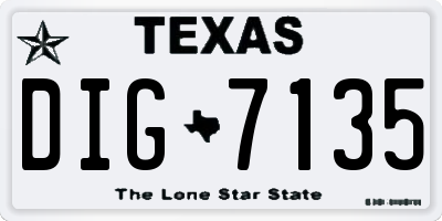 TX license plate DIG7135