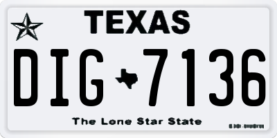 TX license plate DIG7136