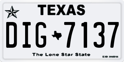 TX license plate DIG7137