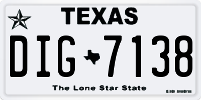 TX license plate DIG7138