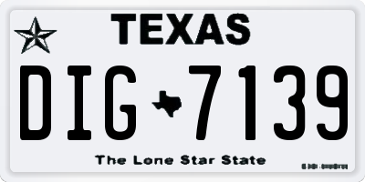 TX license plate DIG7139
