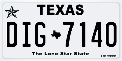 TX license plate DIG7140