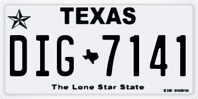 TX license plate DIG7141