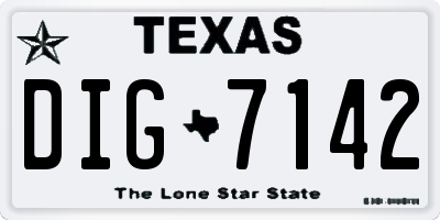 TX license plate DIG7142