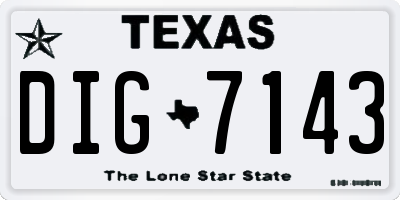 TX license plate DIG7143