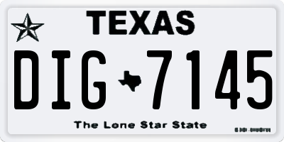 TX license plate DIG7145