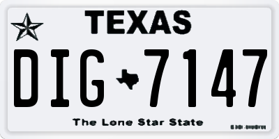 TX license plate DIG7147