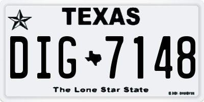 TX license plate DIG7148