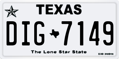TX license plate DIG7149