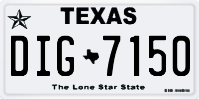 TX license plate DIG7150