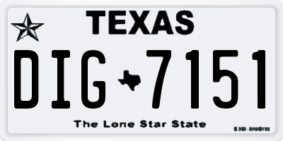 TX license plate DIG7151