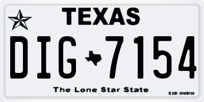 TX license plate DIG7154