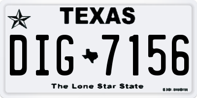 TX license plate DIG7156