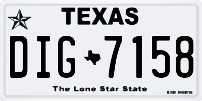 TX license plate DIG7158