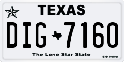 TX license plate DIG7160