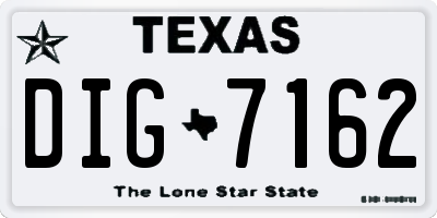TX license plate DIG7162
