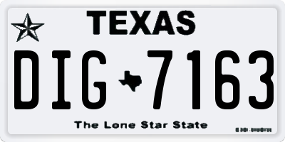 TX license plate DIG7163