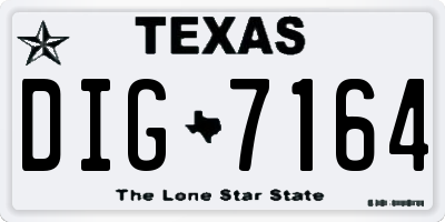 TX license plate DIG7164