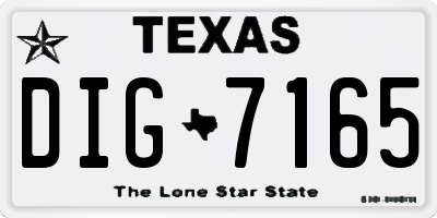 TX license plate DIG7165