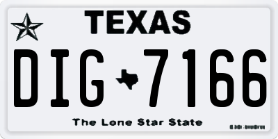 TX license plate DIG7166