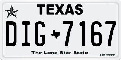 TX license plate DIG7167