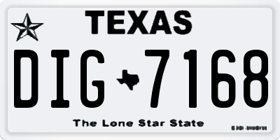TX license plate DIG7168