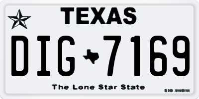 TX license plate DIG7169