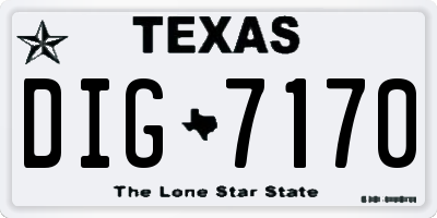 TX license plate DIG7170