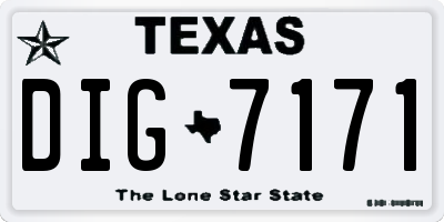 TX license plate DIG7171