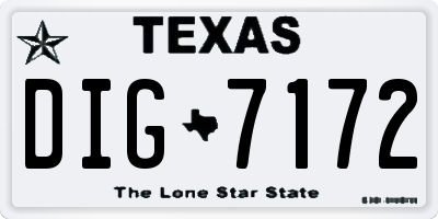 TX license plate DIG7172