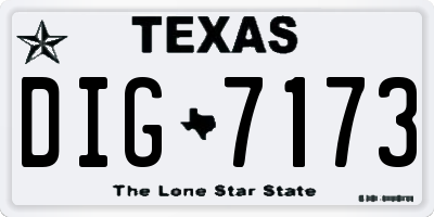 TX license plate DIG7173
